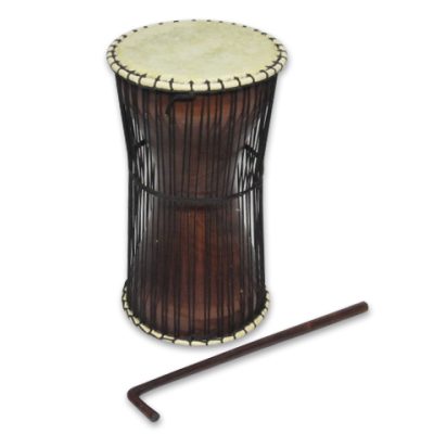 This unusual percussion instrument is played while tucked under one arm. Comes complete with shoulder strap and traditional wooden striker.