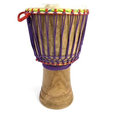 13" djembe with purple and red rope