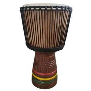 African djembe drum in mahogany wood with natural skin head