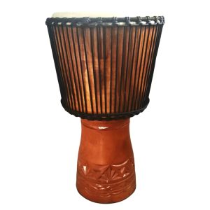 Hand-carved mahogany djembe with rope tuning and goat skin