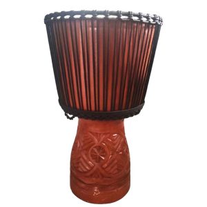 Traditional African mahogany djembe drum with goat hide